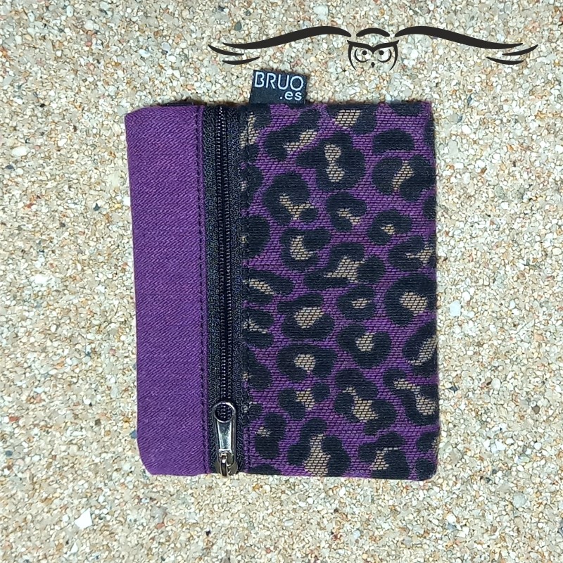 Portefeuille unisexe Leopard lilas, modèle TEXEL.