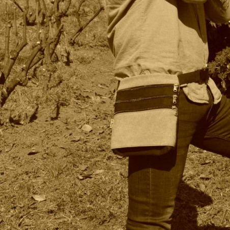 Waist bag belt fanny pack Easter Island 3 solid dark brown 100% cotton