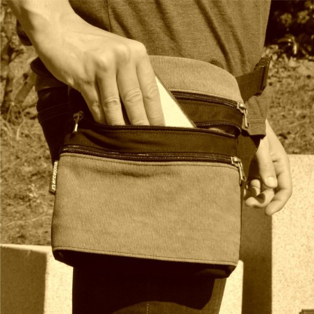 Waist bag belt fanny pack Easter Island 3 solid dark brown 100% cotton