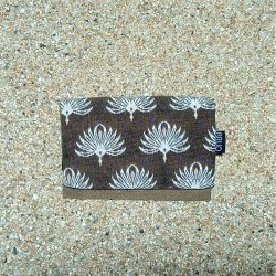 Guadalupe card holder & coin purse. Taupe birds, measures...