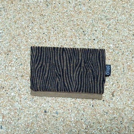 Guadalupe card holder & coin purse. Mini taupe zebra, measures 12x8.5 cm.