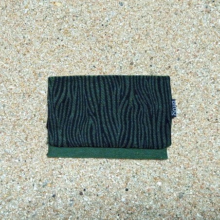 Guadalupe card holder & coin purse. Mini khaki zebra, measures 12x8.5 cm.
