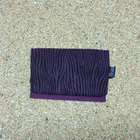 Guadalupe card holder & coin purse. Mini lilac zebra, measures 12x8.5 cm.