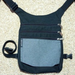 Sac ceinture jambe, gris noire quatre poches, modèle...