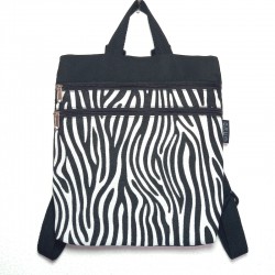 Sac à dos réversible COMODO, zèbre blanc 3 poches
