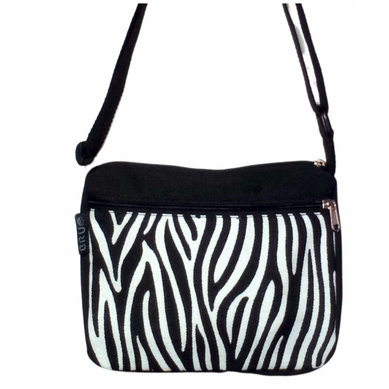 Bolso ancho Cebra blanco y negro con 4...