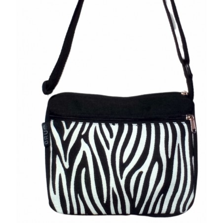 Black and white Zebra wide bag with 4 pockets, Crete.