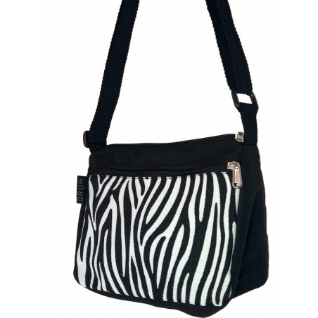 Bossa ampla Zebra blanca i negra amb 4 butxaques, Creta.