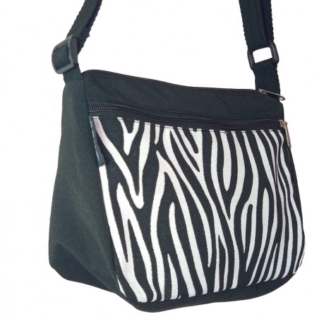 Bossa ampla Zebra blanca i negra amb 4 butxaques, Creta.