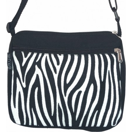 Sac á main large, zèbre noire et blanc à 4 poches, Crète.