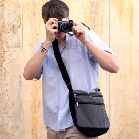 Black and white Zebra wide bag with 4 pockets, Crete.