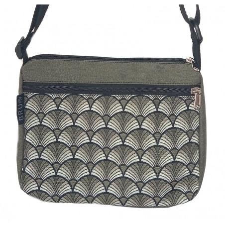 Bolso ancho abanico taupe con 4 bolsillos, Creta.