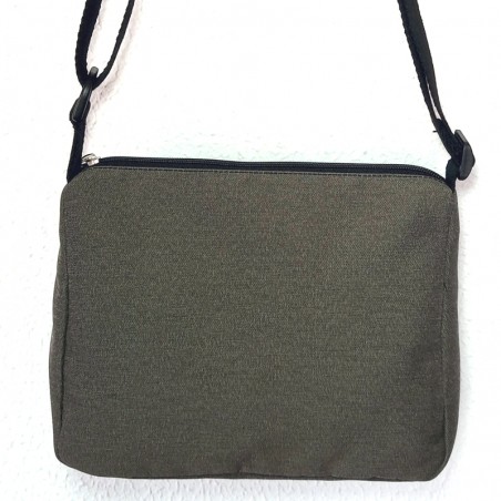 Bolso ancho abanico taupe con 4 bolsillos, Creta.