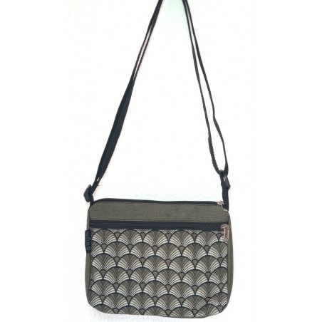 Bossa ampla ventall taupe amb 4 butxaques, Creta.