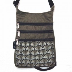 Taupe fan leg fanny pack. Leg waist bag belt with 4...