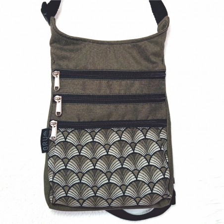 Taupe fan leg fanny pack. Leg waist bag belt with 4 pockets, Tonga. Bikers