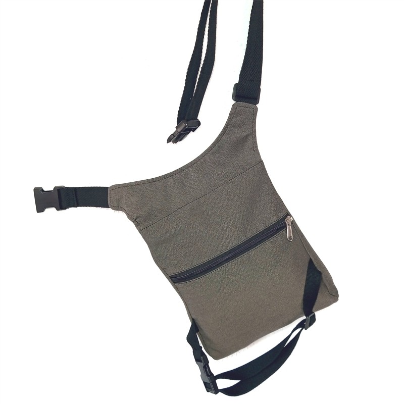 Taupe fan leg fanny pack. Leg waist bag belt...