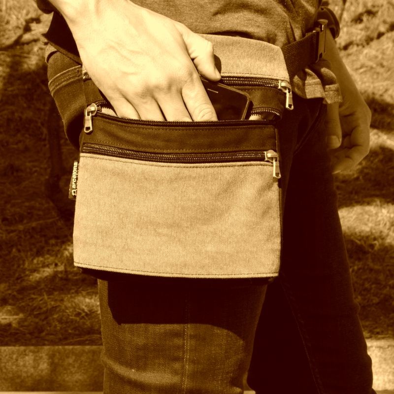 BLUE D fanny pack 3 pockets 100% cotton