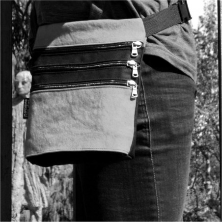 Sac ceinture BLUE F poches 100% coton