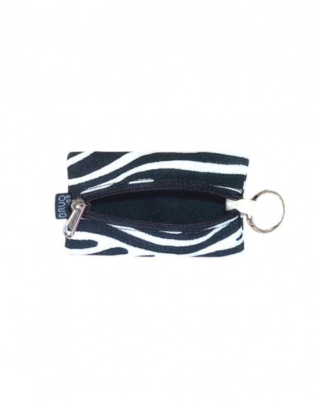 Black & white zebra Ko Mak purse with key ring, measurement 7x12 cm.