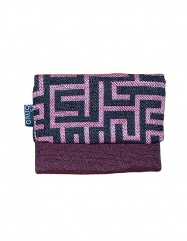 Mini portefeuille unisexe labyrinthe grenat,...