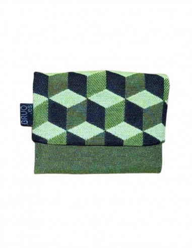 Green cubes unisex mini wallet, Romano.