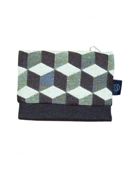 Brown cubes unisex mini wallet, Romano.