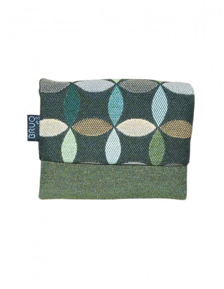 Green little leaves unisex mini wallet, Romano.