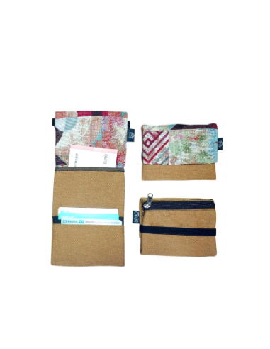 Green little leaves unisex mini wallet, Romano.