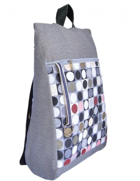 Mochila antirrobo Cubos gris lado