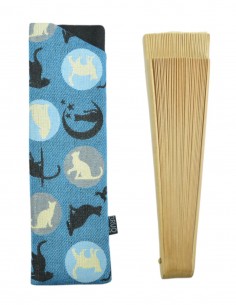 Funda abanico gatos azul