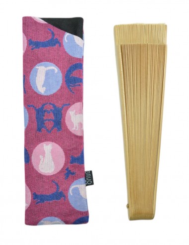 Funda abanico gatos rosa