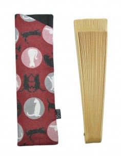 Funda abanico gatos granate