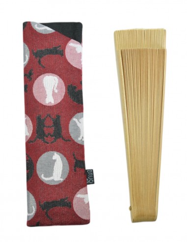 Funda abanico gatos granate