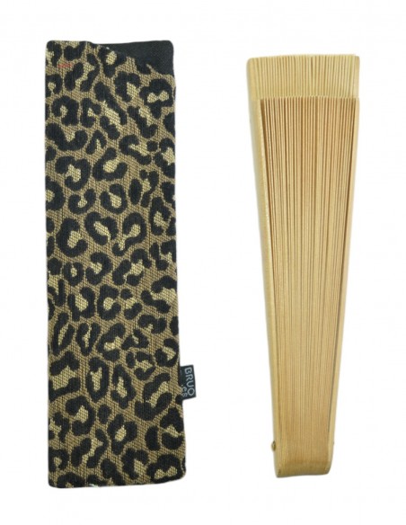 Funda abanico leopardo beige