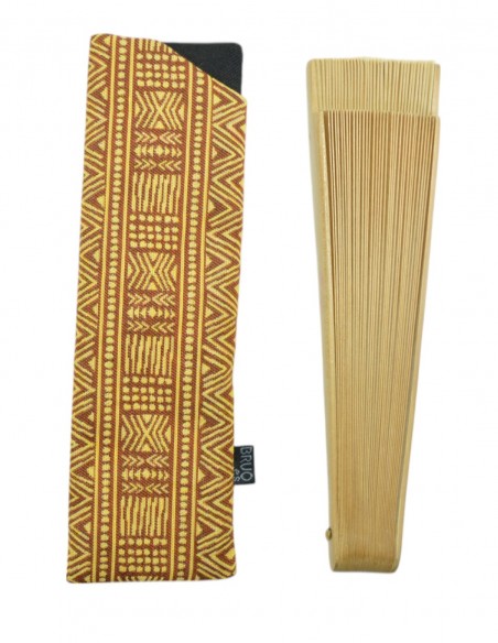 Funda abanico étnico mostaza