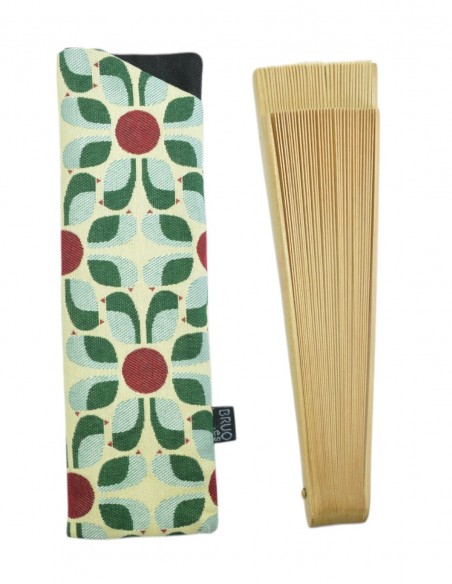 Funda abanico flores color crema