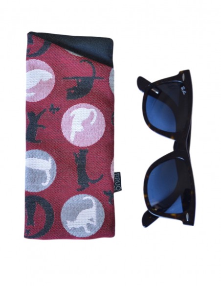 Funda gafas gatos roja