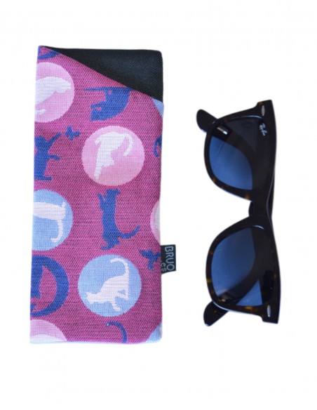 Glasses case "cats" pink