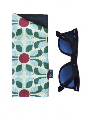 Étui à lunettes fleurs crème