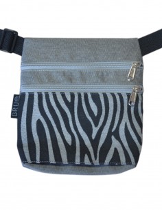Fanny packs 2 pockets "cebra" grey
