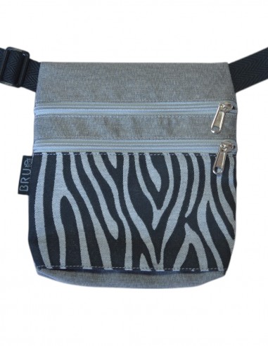 Fanny packs 2 pockets "cebra" grey