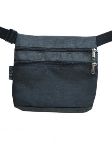 Bag belt 3 pockets solid black grey