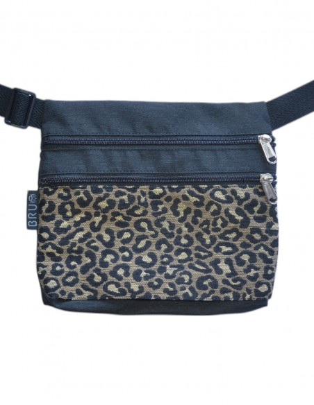Sac ceinture 3 poches "leopard" noir