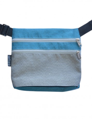 Bag belt 3 pockets grey turquoise