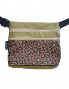 Sac ceinture 3 poches "leopard" moutarde