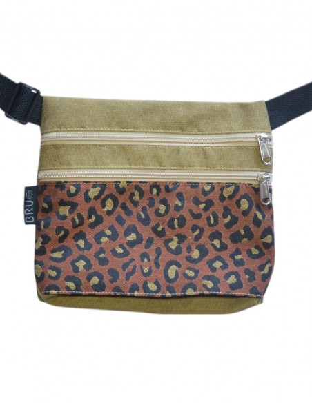 Sac ceinture 3 poches "leopard" moutarde