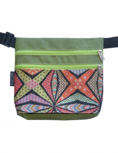 Bag belt 3 pockets "geometric" green