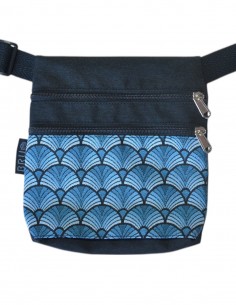 Waist Bag 2 pockets "abanik" blue black - KAUAI