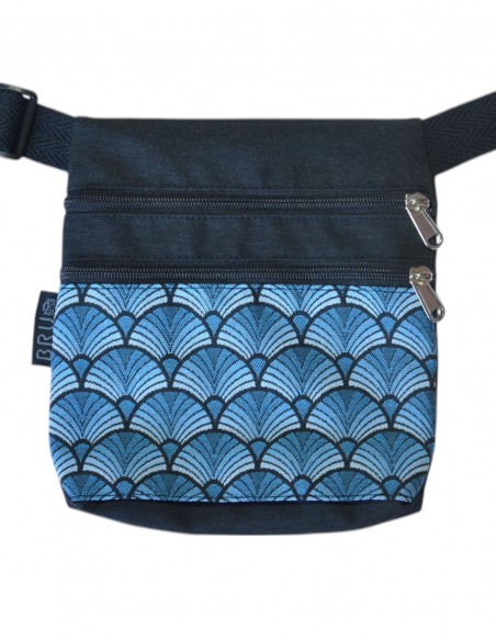 Waist Bag 2 pockets "abanik" blue black - KAUAI